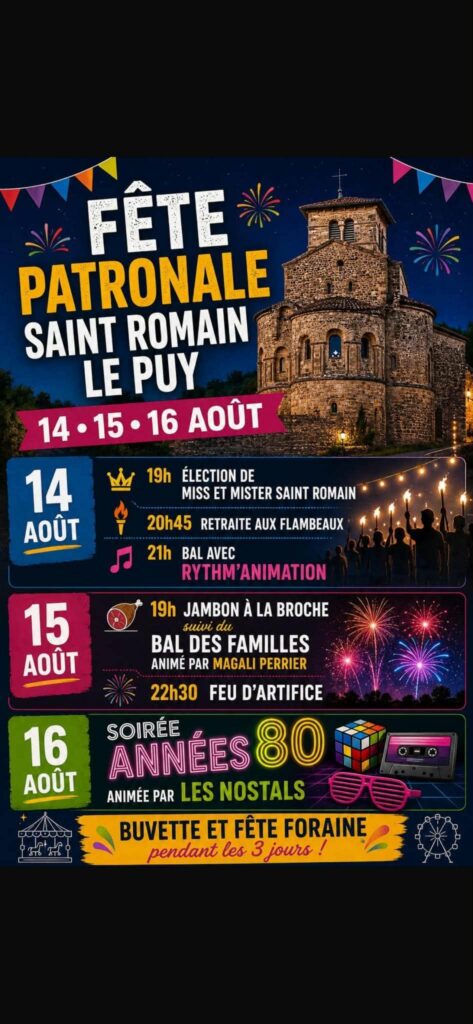 Fête patronale de Saint Romain le Puy 2026
